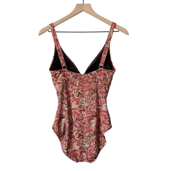 Sundance Enviable Escapes One Piece Swimsuit Red Multi Tropical Print Size Small - Picture 3 of 5